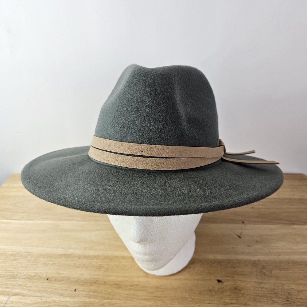 Altar'd State Women's Hat Wool Boho Western Greenishh‎ Gray Suede Trim Band OS
